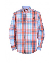 Chaps Orange Multi Plaid L/S Shirt 